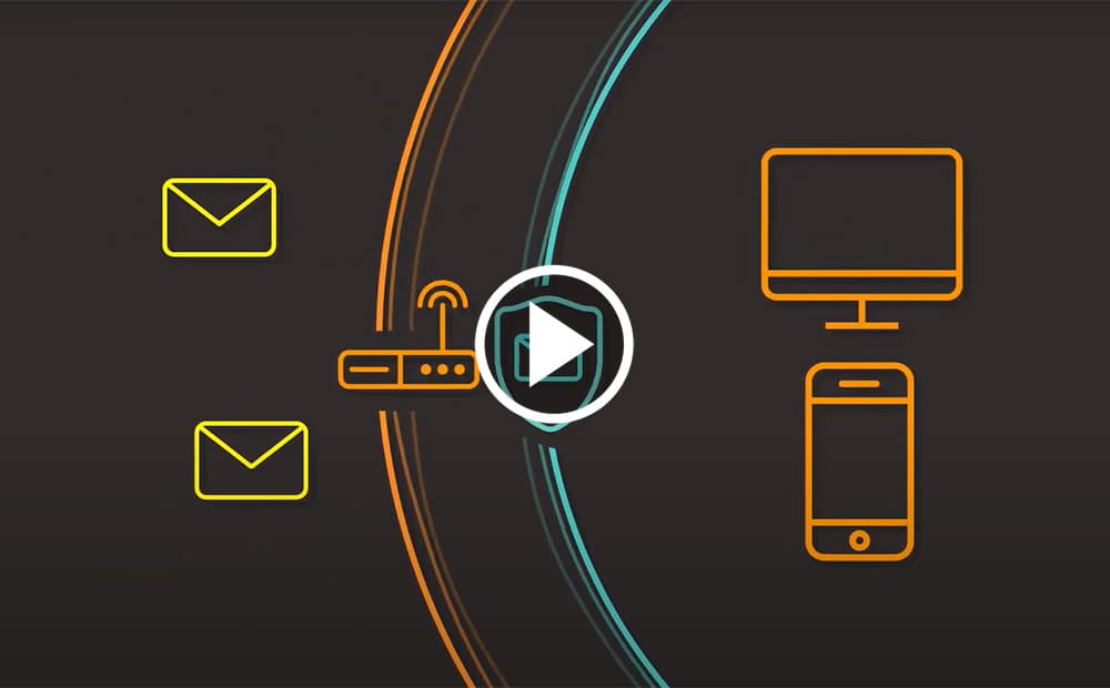 Hintergrund-Bild für Video: Mail-, Server- und Endgeräte-Icons