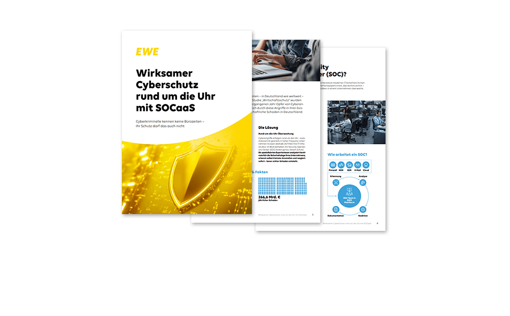 Die ersten Seiten des EWE business Whitepapers SOC-as-a-Service