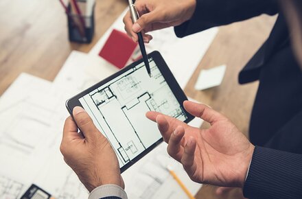 Grundriss auf Tablet
