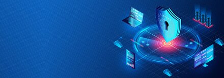 Digitale Vernetzung mit SASE Bildkomposition aus mehreren stilisierten Symbolen für IT-Sicherheit